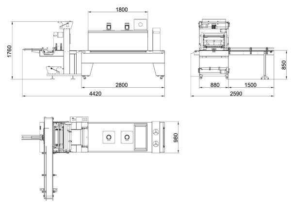 mesin sleeve and shrink tunnel